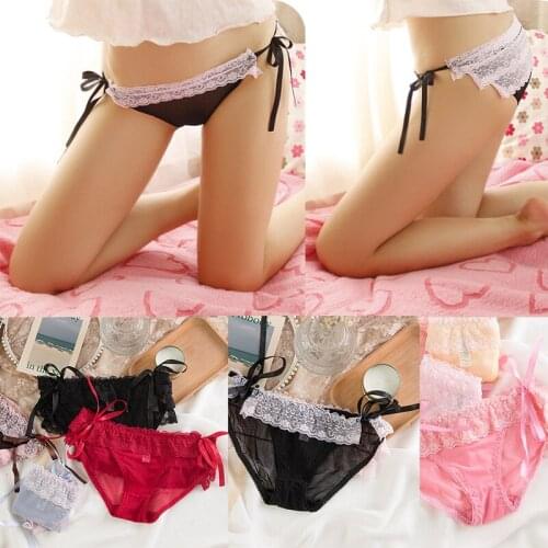 New Product Hot Sale Kawaii Cute Sexy Low Waist Bag Hip Panties Womens Lace-up Red Panties One Thread Underwear Women Panties