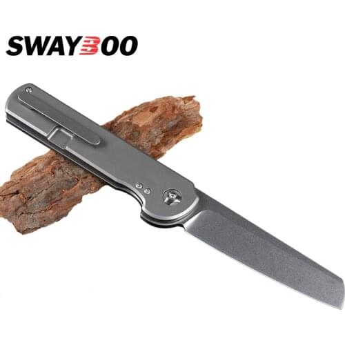Swayboo 58HRC Square head Hunting knives 9CR18MOV Folding Blade Knife Titanium Alloy Handle Pocket Knife tactical Tool