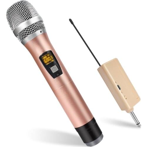 Professional Wireless Microphone Dynamic Anti-Howling UHF Microphone with Receiver 262ft for Singing 100M Stage Performance
