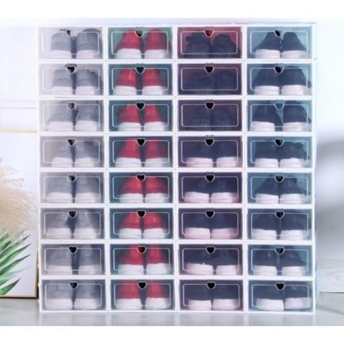 Transparent Shoe Storage Box Thickened Flip Shoe Box Closet Organizer Drawer Plastic Box Can Be Stacked Dust-proof Easy To Clean