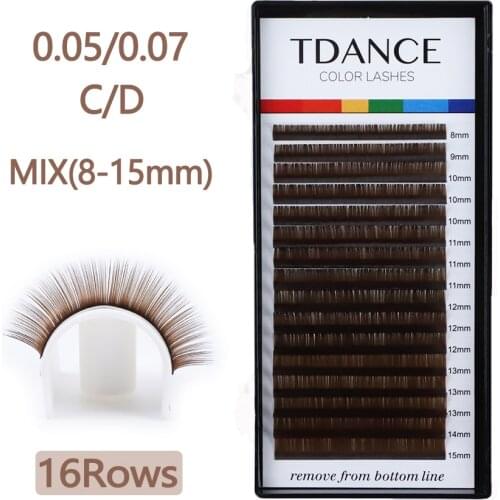 TDANCE Brown Eyelashes Individual Eyelash Makeup Mix 8~15mm 16 Lines Brown Color High Quality Super Soft Natural Synthetic Mink