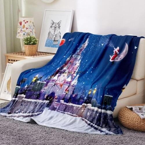 Merry Christmas Flannel Blanket 3D Print Cartoon Happy New Year Fleece Blanket For Bedroom Fashion Throw Blanket Party Blanket