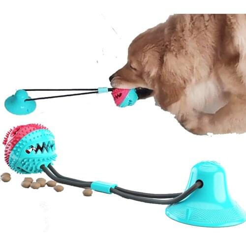 Pet Dog Interactive Suction Cup Push TPR Ball Toys Elastic Ropes Dog Tooth Clean Chew Leakage Food Ball Toys Pet Puppy Supplies