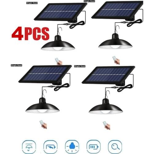 4pcs remote 30 led 2 head Retro Lampshade Solar Bulb Light Classical Chandelier 3Meters Wire Solar Panel Glass Bulb Lantern Lamp