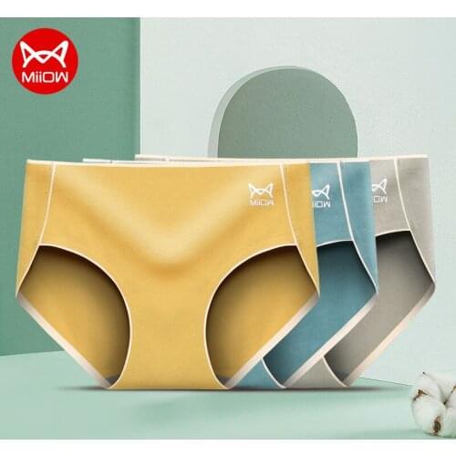MiiOW Genuine Underwear Women Pure Cotton Mid-waist Pure Cotton Seamless Graphene Antibacterial Crotch Girl Student Briefs