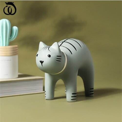 WU CHEN LONG Simple Creative Cute Cats Art Sculpture Pussy Animal Statue Figurine Resin Crafts Living Room Decoration R6014