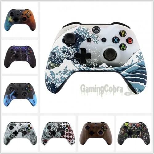 EXtremeRate Custom Patterned Soft Touch Replace Parts Front Shell for Xbox One X & One S Controller Model 1708