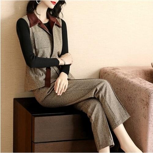 Formal Office Pants Suits For Women Elegant 3 Piece Set Business Ladies Work Wear Spring Autumn Vest Clothing Female Pantsuits