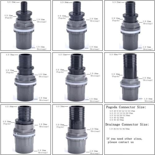 1~5Pcs O.D 32/40/50-16/20/25/30/40/50mm UPVC Pipe Fish Tank Joint Set Pagoda Drainage Connector Garden Irrigation Hose Adapter