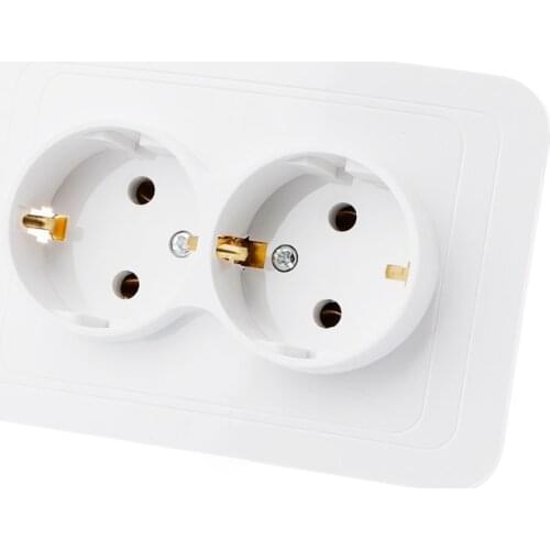 1Pc 220V/16A 118x80mm EU Double Ground Socket Household Industrial Power Outlet