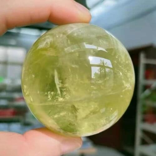 1pc5-6cm Natural Crystal Yellow Orb Shape Home Aquarium Energy Healing Benefit Feng Shui Rights and Status Desire Stone