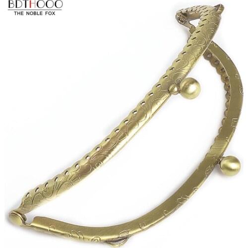 10pcs 12.5cm Metal Purse Frame Handle for Clutch Bag Handbags Accessories Making Kiss Clasp Lock Antique Bronze Bags Hardware