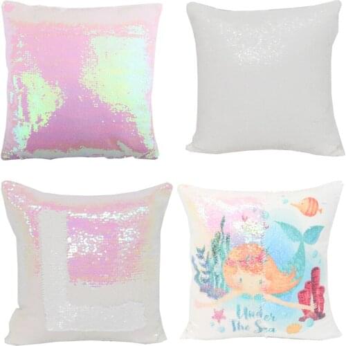 US Stock 10pcs Square Blank Pillowcase Reversible Sequin Magic Swipe Pillow Cover Cushion Case for Sublimation