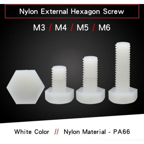 20-50 PCS Nylon External Hexagonal Screw Bolt M3 M4 M5 M6 Extended Full Thread Nylon Plastic Insulated Bolt For Machinery
