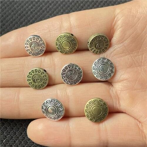 20pcs 2 Species 10mm circular patterns spacer beads bracelets necklaces DIY handmade jewelry accessories wholesale connector