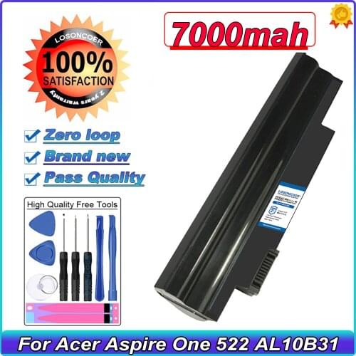 Laptop Battery For Acer Aspire One 522 722 AO522 AOD255 AOD257 AOD260 D255 D257 D260 D270 Happy, Chrome AC700 AL10B31