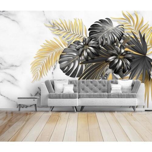 Beibehang Custom atmospheric banana leaf Tropical plant leaf marble TV sofa background papel de parede 3d wallpaper