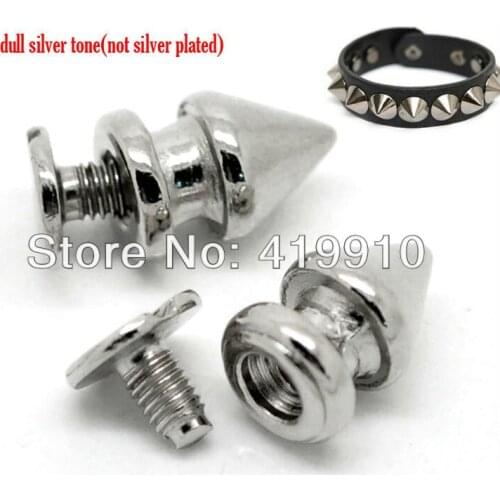 Free shipping -30 Sets Silver Tone Cone Bullet Spike Rivet Studs Spots 11mmx7mm 7mmx6mm Punk Bag Leather Clothes J1761