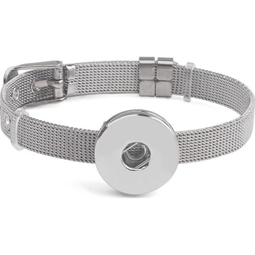 1pc 8mm DIY Accessories 316L Stainless Steel Wristband Bracelet with button base Fit 8mm Slide snap buttons Charms Slide Letters