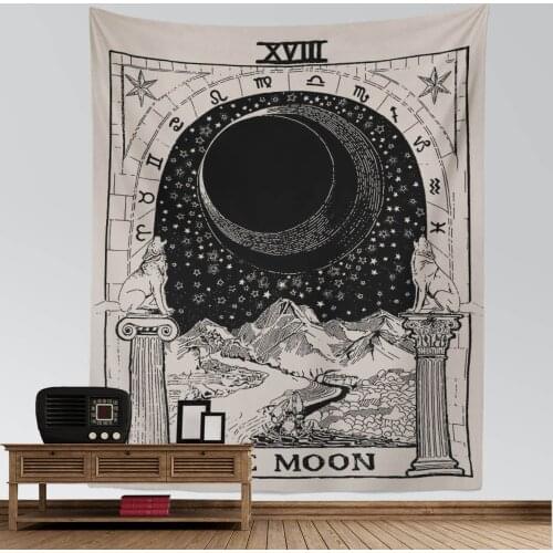 SepYue Mandala Tapestry Tarot Card Wall Hanging Astrology Divination Witchcraft Room Wall Decor Bedspread Throw Cover Sun Moon