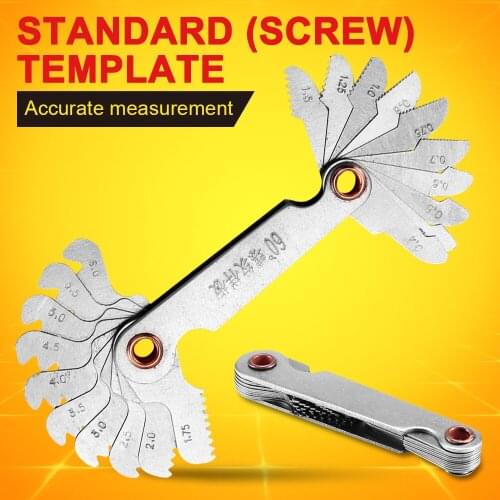 Thread Measuring Gage 60 Degree Metric Screw Thread Pitch Gauge Contour Gauge Square Measuring Tools Angle Speed Square