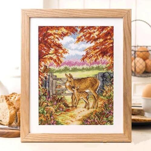 Top Quality Beautiful Lovely Counted Cross Stitch Kit Deer Mother and Cub Child Two Deer in Autumn Love
