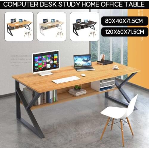 120cm Computer Desk Laptop Writing Table Study Table with Shelves Drawers Large Wood Office Laptop Workstation Home Gaming Desk