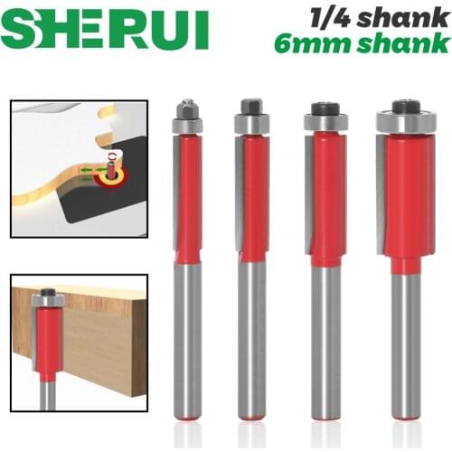 1Pc 6mm 1/4shank Flush Trim Router Bit End Bearing For Woodworking Cutting Tool