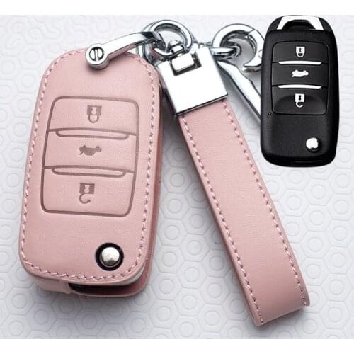 Leather Car Key Cover Case for Changan CS75 EADO CS35 RAETON CS15 V3 V5 V7 PLUS CS85 COUPE CS95 2015-2021 Car Keyring Ring