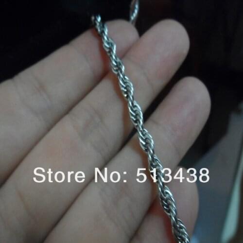 Free DHL 100 meters thin 2.3mm High shinying Stainless Steel twist rope chain.jewelry finding DIY necklace in Bulk