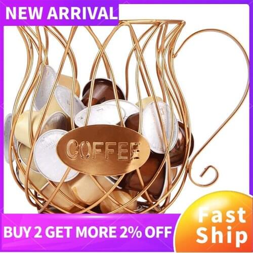 Large Capacity Multifunction Hollow Coffee Capsule Basket Anti-Rust Creative Iron Wire Electroplating Gold Spray Storage