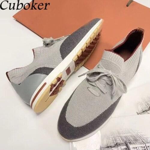 2021 Men Sneakers High Quality Lace Up knitted Male Loafers Breathable Mules Casual Flat Shoes Summer Outside Walking Men Shoes