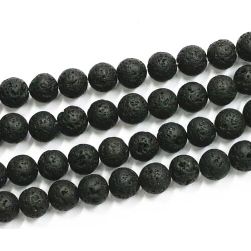 Natural Beads For Jewelry Making Black Volcanic Lava Bead Stone Loose Beads 6mm 8mm 10mm 12mm Stones Diy Findings 15inch B3259