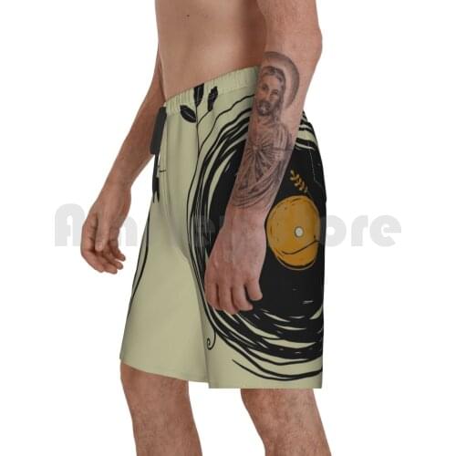 Enchanting Vinyl Records Beach Shorts Men Beach Pants Swim Trunks Vinyl Cool Vector Vinyl Record Dj Record Music