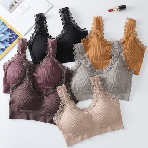 Lace back thin cup thread women underwear wide adjustable shoulder strap gathered push up bra beauty vest lingerie