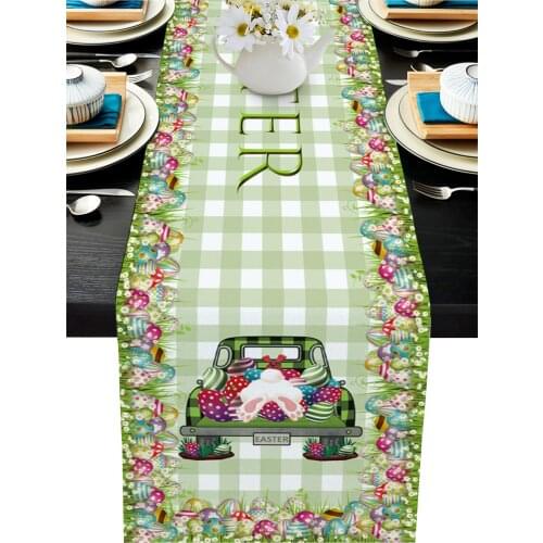 Easter Egg Car Bunny Table Runner Wedding Table Decoration Home Decor Kitchen Table Runners And Placemats