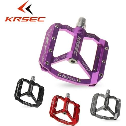 KRSEC Bike Pedal 9/16in Aluminum bicycle MTB bicycle Pedals Non-Slip Flat Pedals Bearing Bicycle Parts