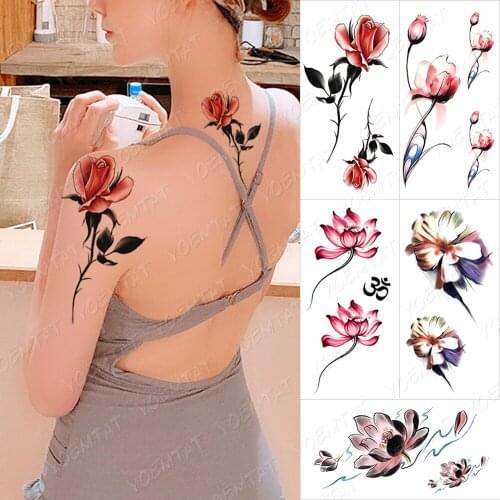 Waterproof Temporary Tattoo Sticker Jewel Rose Flowers Lion Tattoos Crown Cross Animal Body Art Arm Fake Sleeve Tatoo Women