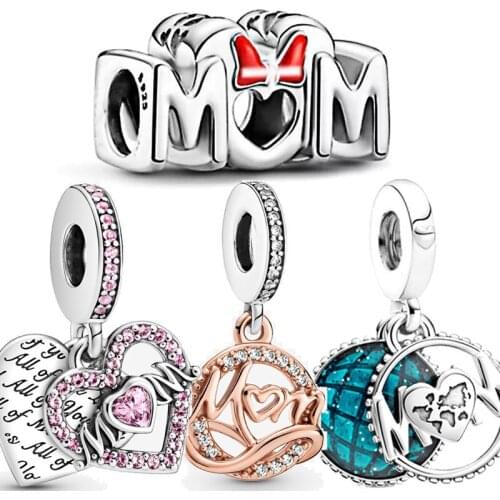 Mothers Day gift 925 sterling silver jewelry MOM dangle charm fit bangle & bracelet silver beads DIY birthday gift for women