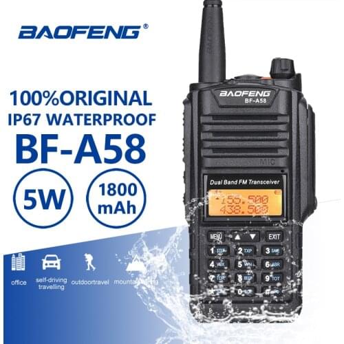 Baofeng BF-A58 Walkie Talkie IP67 Waterproof UHF VHF Radio Dual Band A58 Two Way Radio Transceiver Woki Toki Baofeng UV-9R Plus