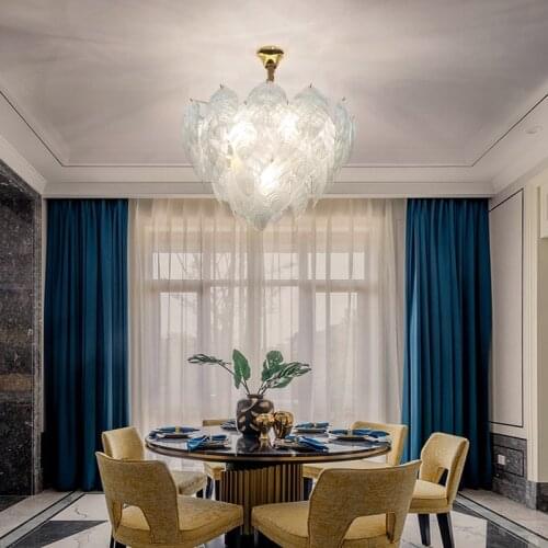 Postmodern Living Room Chandelier Creative Art Personality Light Luxury Glass Leaf Dining Room Living Room Bedroom Decorative