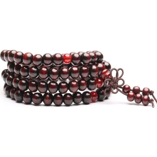 Tibetan Buddhism 108 Wood Prayer Bead Mala Necklace