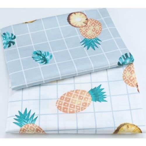Plaid/Pineapple Printed Pure Cotton Twill Fabric for DIY Sewing Quilting Patchwork Handmade Cloth Bed Sheet Blanket Material