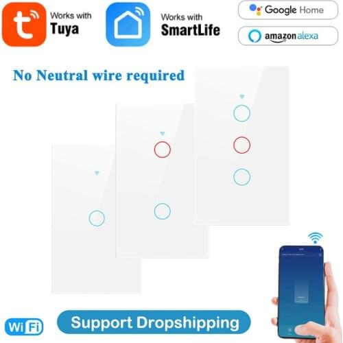 1/2/3 Gang Tuya WiFi+Bluetooth-compatible Smart Touch Switch Home Light Wall Button Support Alexa Google Home And Smart Life App