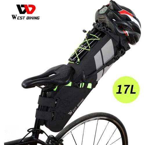 WEST BIKING Bicycle Seat Tail Bag 17L Cycling Large Capacity Waterproof Bicycle Saddle Foldable Trunk Bag MTB Bike Accessories