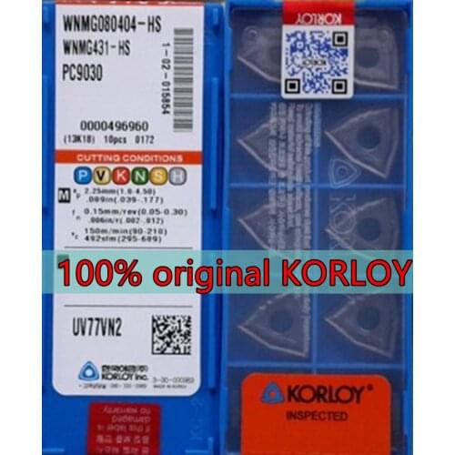 WNMG080404 WNMG080408 HM HS HA GS PC9030 100% original KORLOY carbide insert Processing: stainless steel