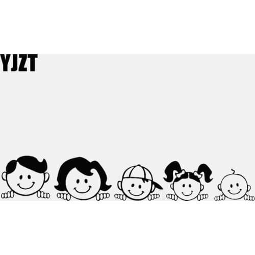 YJZT 19.8CM* 3.5CM Smile Family Car Sticker Funny Vinyl Decal Black/Silver C3-2067