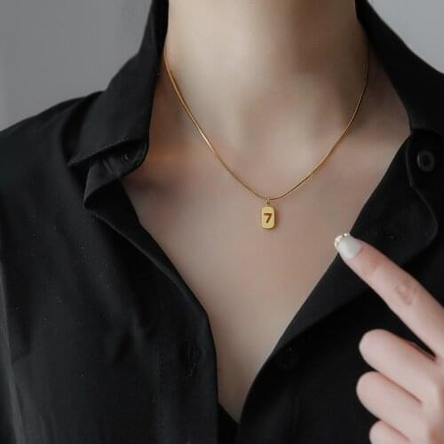 YUN RUO Simple Style Lucky Number 7 Pendant Necklace Rose Gold Plated 316L Titanium Steel Jewelry Woman Birthday Gift Never Fade