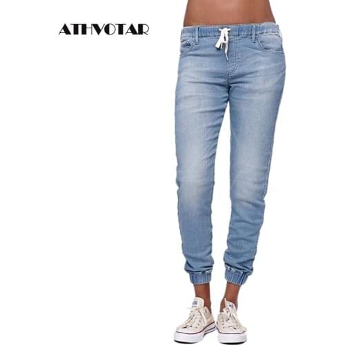 ATHVOTAR Women Jeans High Elasticity Boyfriend Jeans Women Womens Full Length Pencil Pants Denim Pants