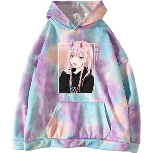 2021 Tie-dye Hoodie Darling In The Franxx Men Women Unisex Hoodies Sweatshirts Zero Two Hoodie